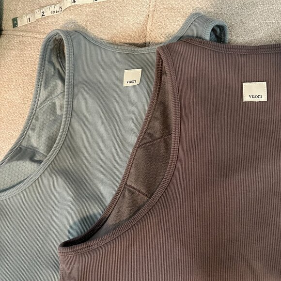 TWO Vuori Pose Plyo Tanks Green Brown Sz M - Picture 12 of 13